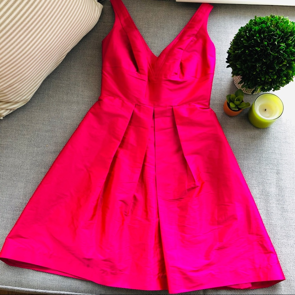 Hot Pink Taffeta Cocktail dress with Pockets